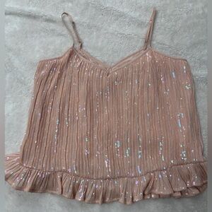 Elegant Pearly Ballet Pink Sequin Women's Top